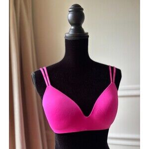 Victoria's Secret Sizzling HOT Pink Wireless Buttery Soft T-Shirt Bra 34C EUC